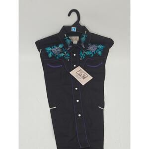 Vintage Rockmount Ranch wear Western Shirt L Pearl Snap Embroidered #7717